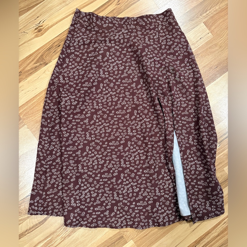 SHEIN Brown Floral A-Line Skirt